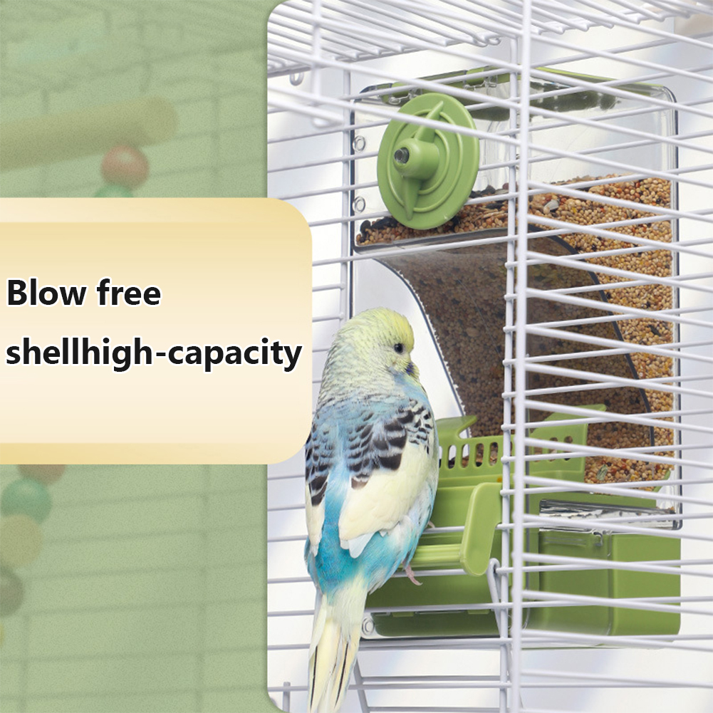 No Mess Automatic Bird Feeder Food Container Cage Parrot Feeder Accessories for Birds Parrot Cockatoo Canary Parakeets Lovebirds