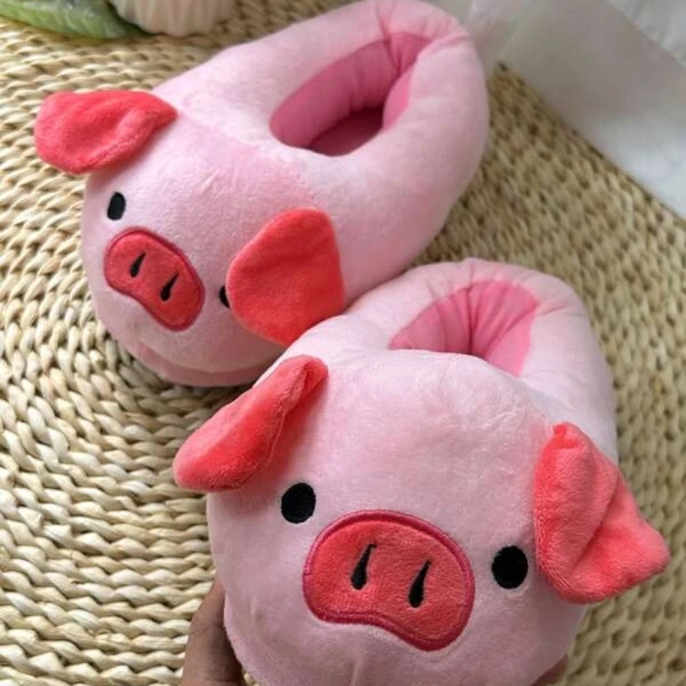 Cute Pig Winter New Women Slipper Heel Cover Warm Slippers Soft Fur Warm Indoor Comfortable Home Fluffy Home Slippers Shoes 913