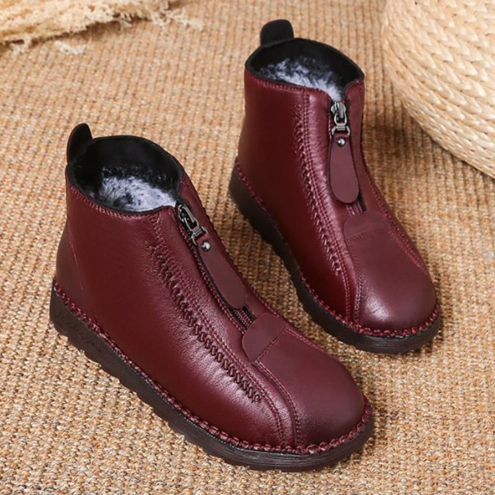 Winter Autumn New Trade Women's Single Boot Large Leopard Print Front Zipper Square Heel Short Boots atillas Muje Plus Size42 249d s