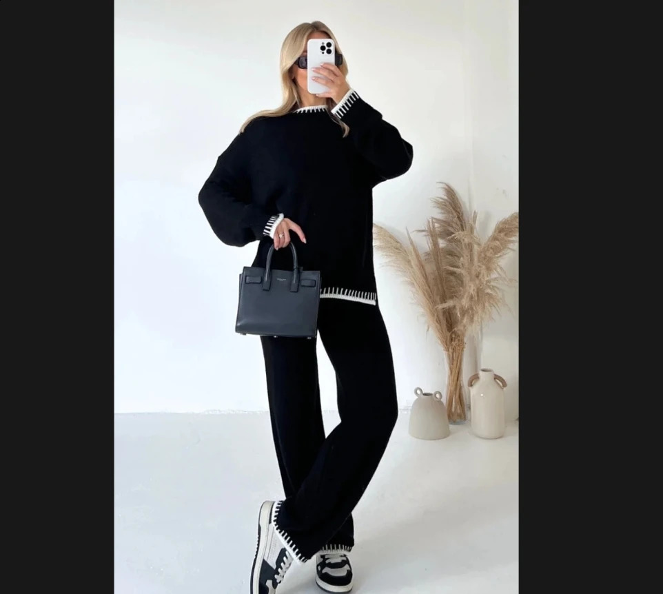 Fasion set weaters Winter Sweater women Knitwear pants Knitted 240903