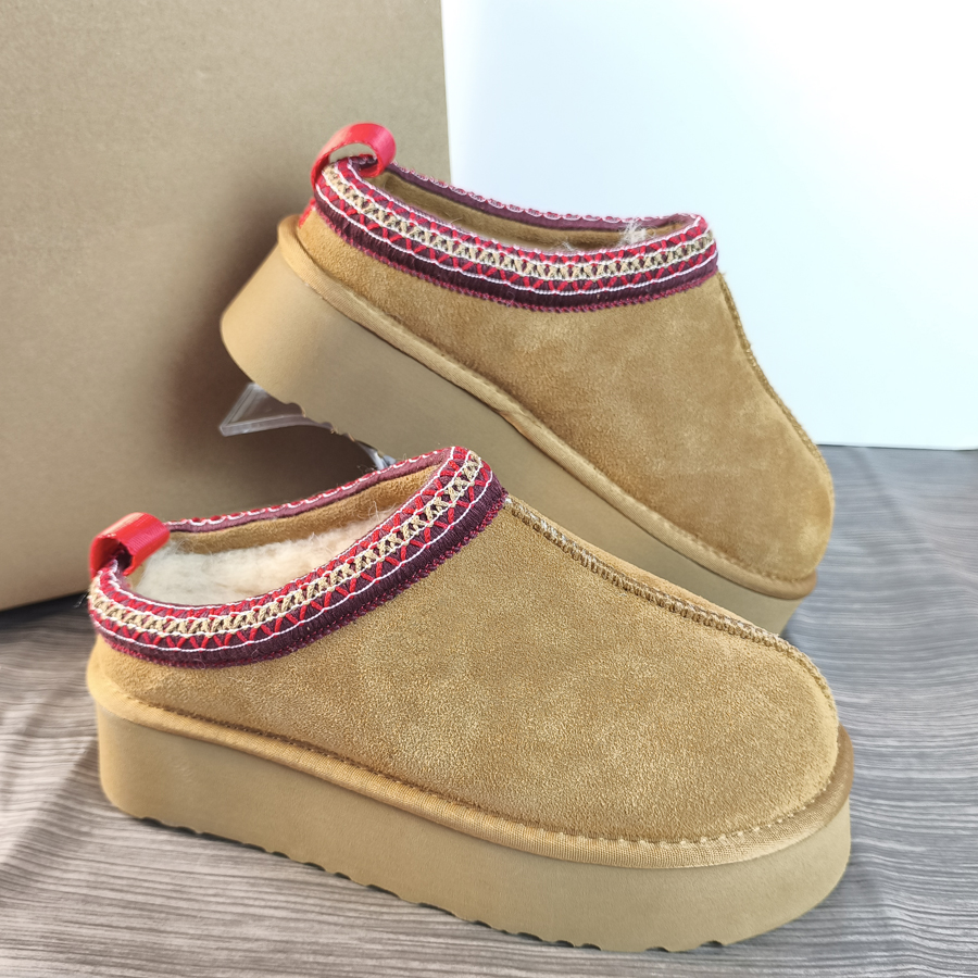 Tasman tazz Designer Slippers Women Slippers Retro mustard seed Chestnut Sand Australia Brown Fur Sheepskin Classic Ultra Mini Boot Winter Slip-on Shoes Suede