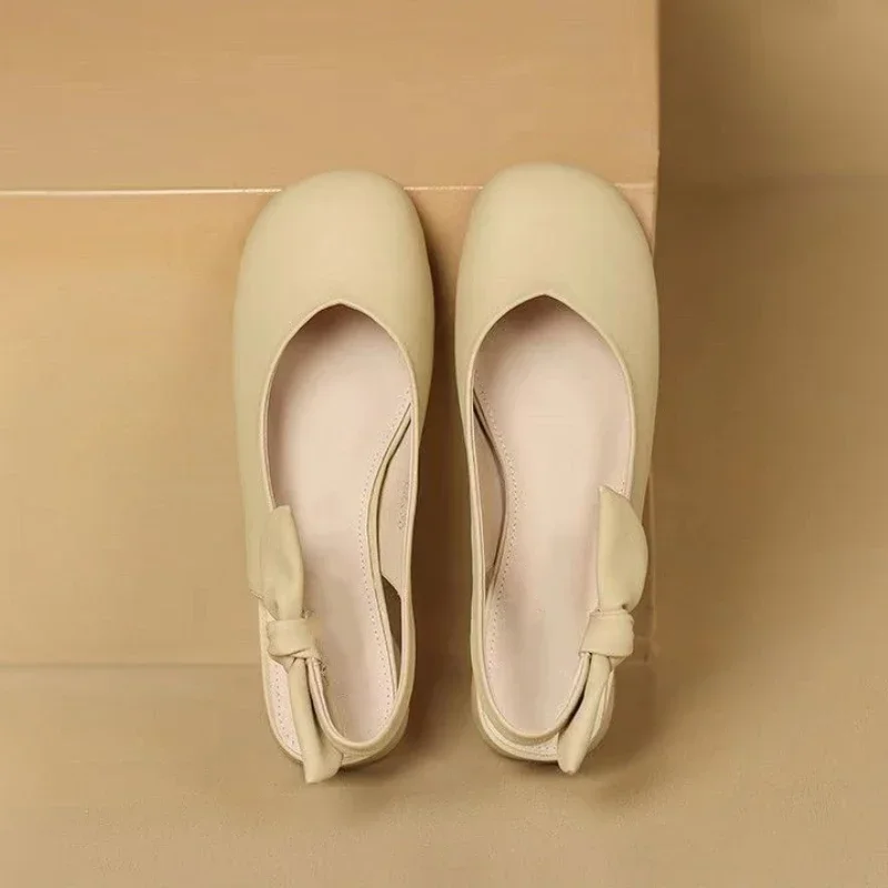 Sandals Women's 2024 Summer New Fashion Round Toe Mary Jane Women's Shoes Shallow Slip on Pumps Zapatillas Mujer