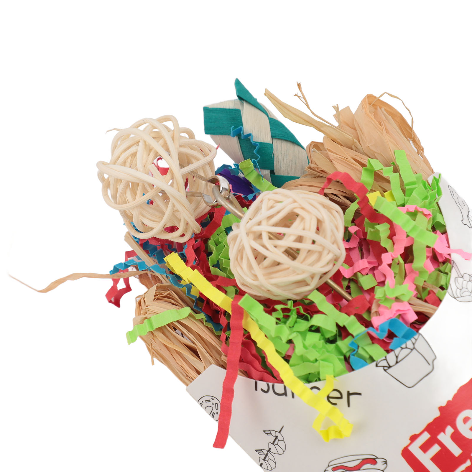 Bird Chewing Shredding Foraging Toys Colorful Encourage Instinct Bird Shredded Paper Toys for Small Medium Parrot Birds
