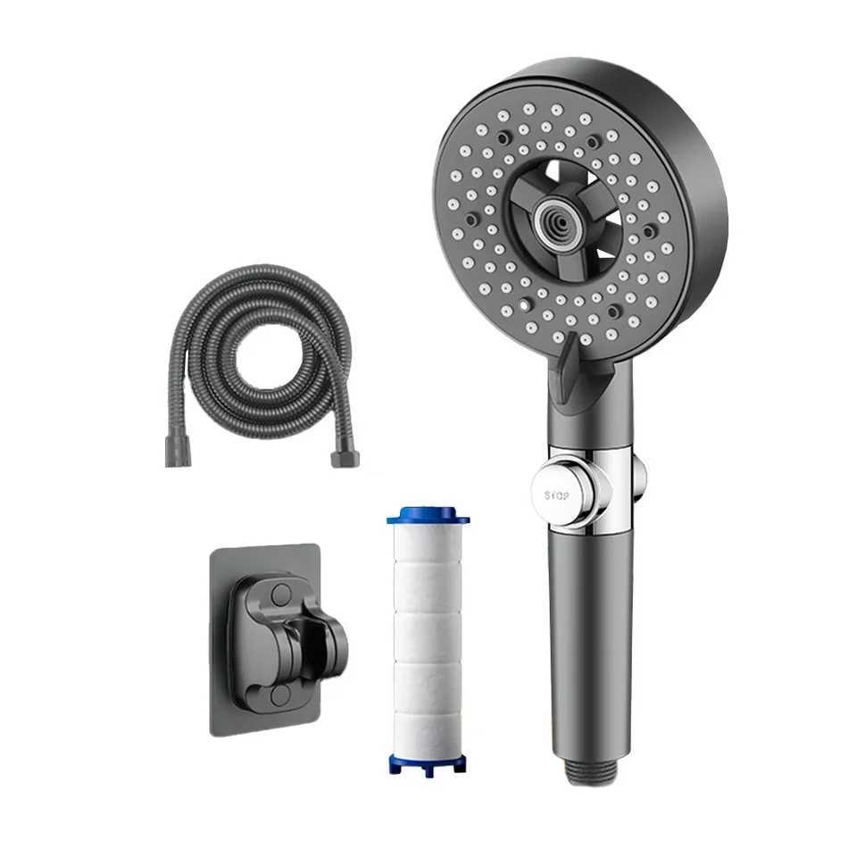 Chrome 5-Mode High-Pressure Shower Head Set w/ 1.5m Hose and Bracket