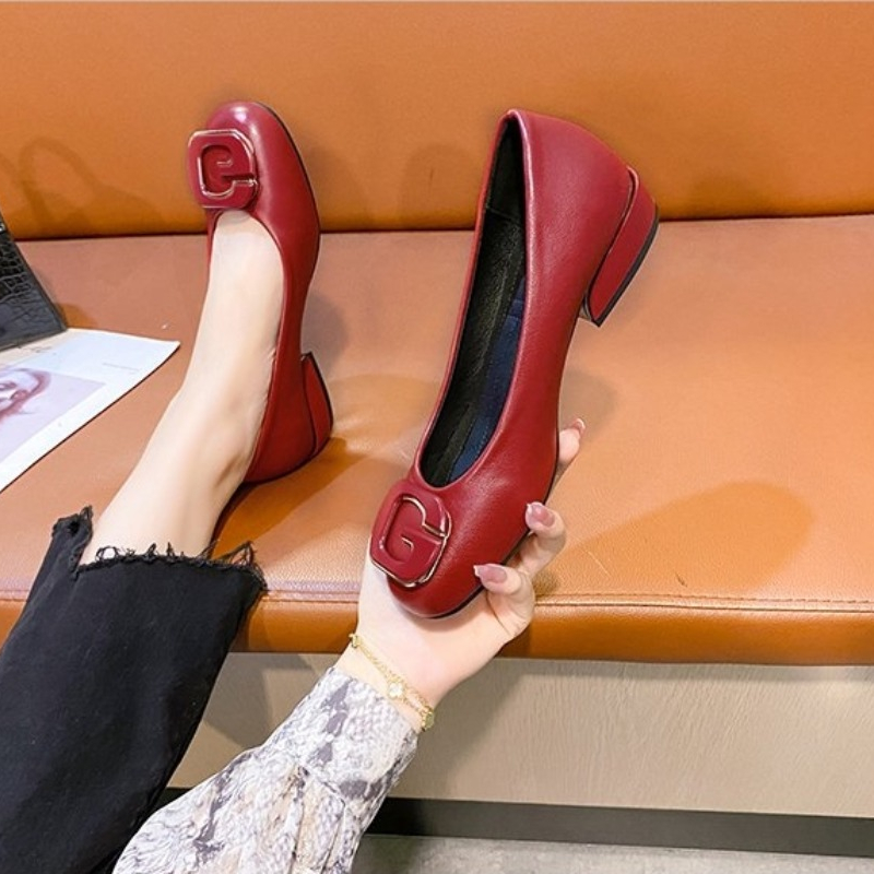 Fashion Female Sweet Golden Square Heel Pumps for Night Club Women Black High Quality Office Spring Shoes Sapatos Azuis G7069 30bf