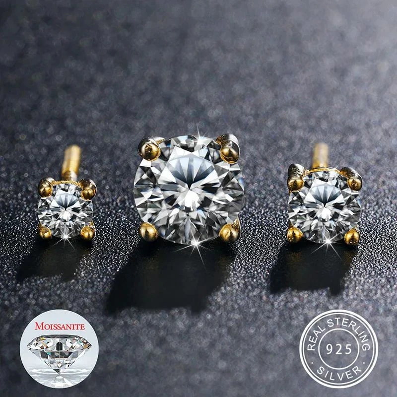 Real 100% Sterg Sier Earring D Color VVS Moissanite Dia Ear Earrings For Women 2024 Trend Wedding Rose Gold stud Jewelry gift