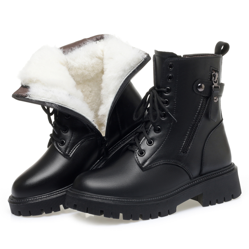 AIYUQI Winter Boots Women Natural Wool 2024 New Genuine Leather Anti Slip Women Biker Boots Large Size Warm Women Ankle Boots