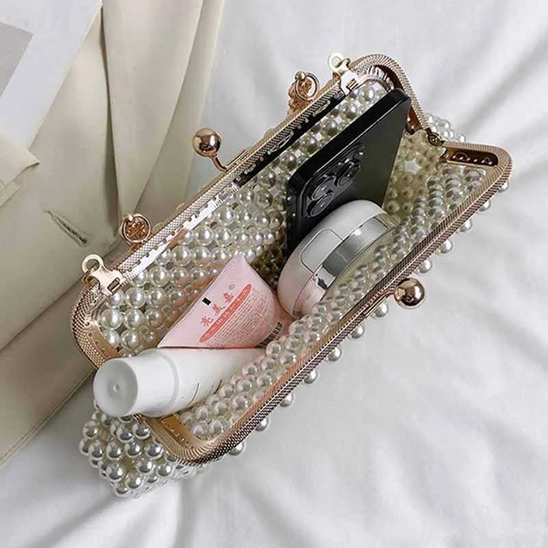 Luxury Pearl Bride Party Evening Clutch Bag Women Wedding Purses and Handbags Shell Small Shoulder Chain White Sac a Main 240903