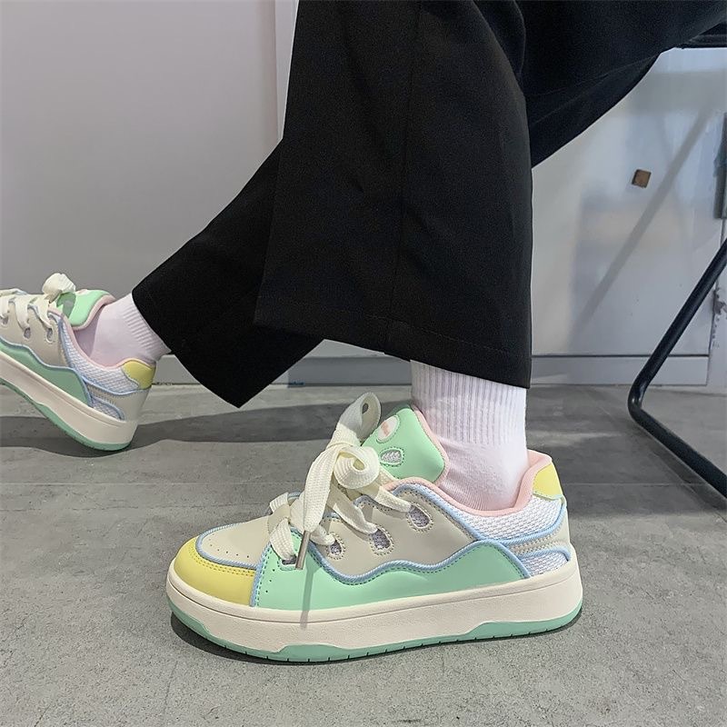 Women's Korean casual low cut color blocked sports board shoes