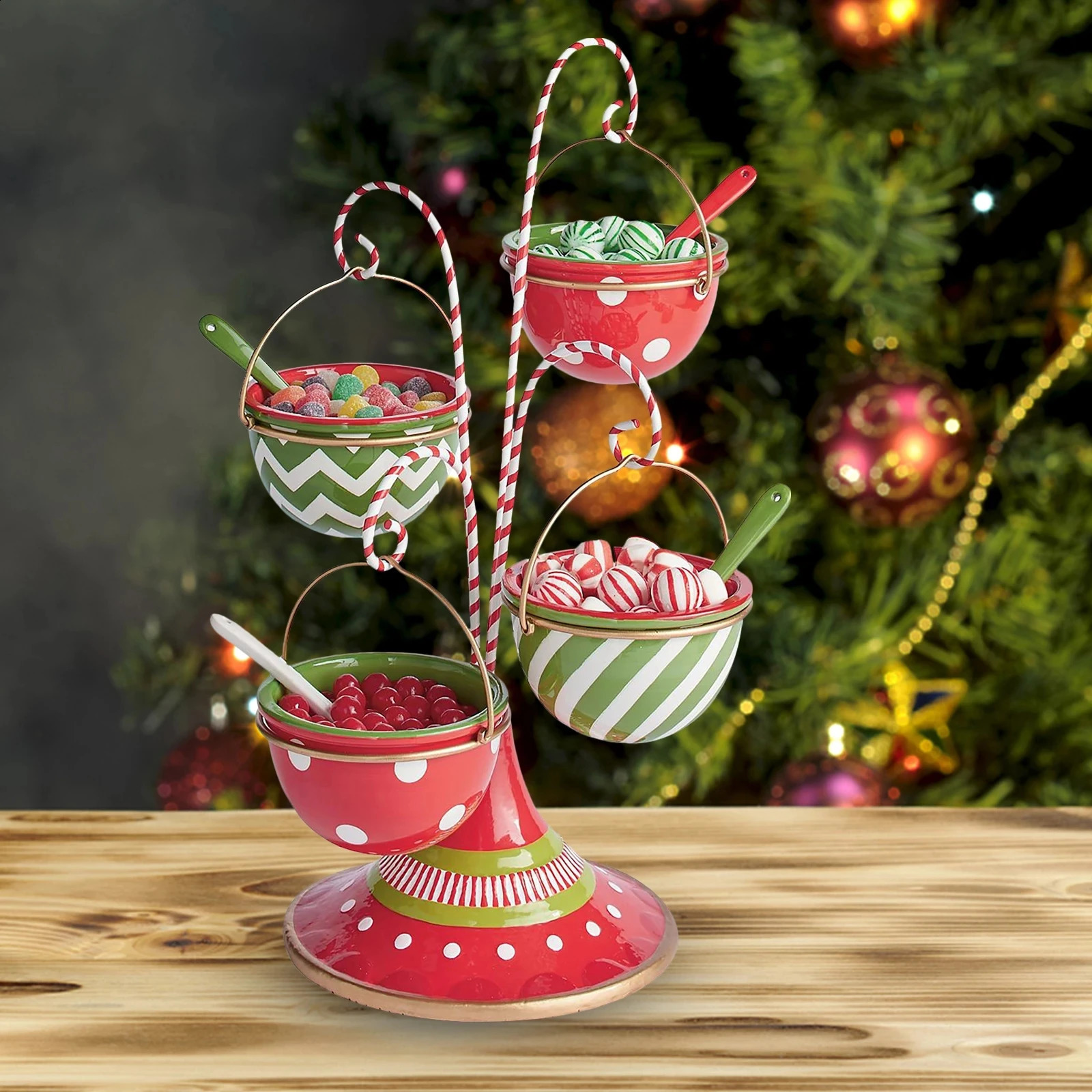 2 Tier Snack Stand Christmas Resin Food Serving Tray Cupcake Holder Bowl Christmas Table Decoration Ornaments Drop 240902