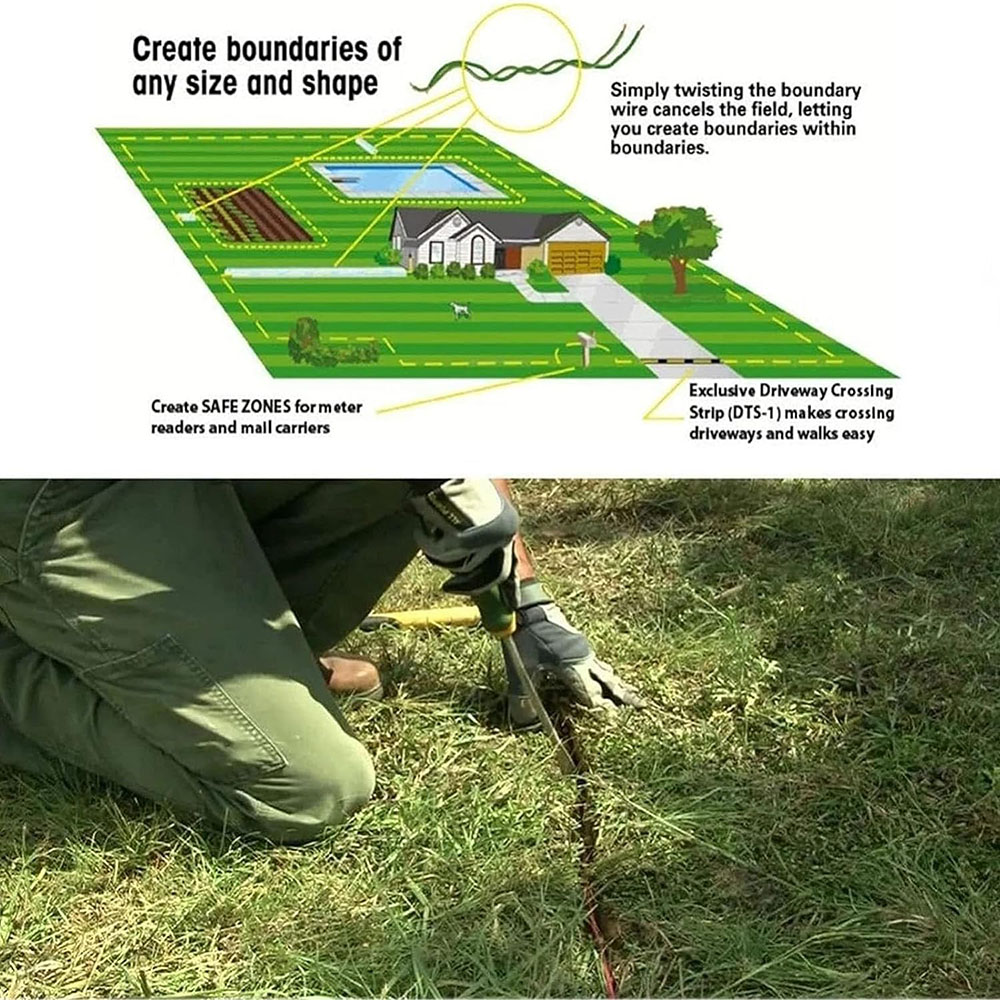 Pet Dog Electric Fence Collar Electronic Pet Containment System In-Ground Wired Fence Waterproof Rechargeable Dog Shock Collars