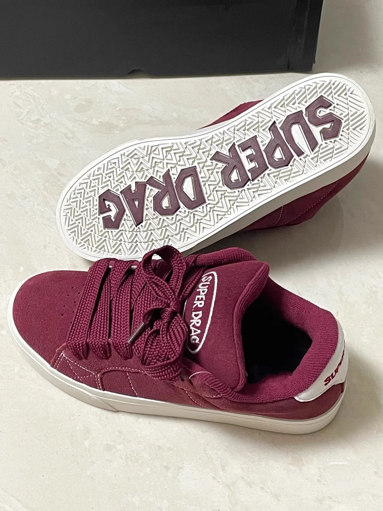 Women's American retro wine red suede street sports and leisure board shoes