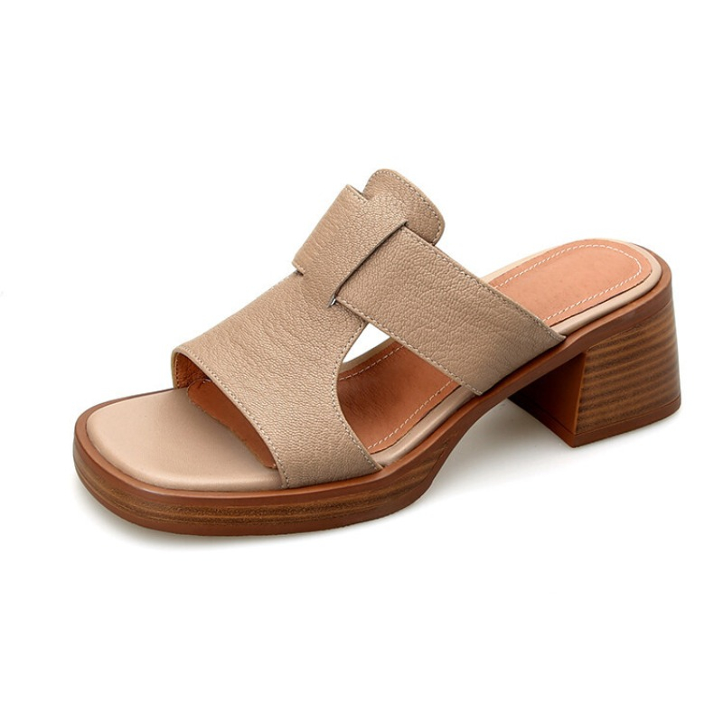 Women's 2024 New Spring/Summer Women Sandals Square Head Thick Sole Waterproof Platform High Heel Open Toe Slippers 4c0b