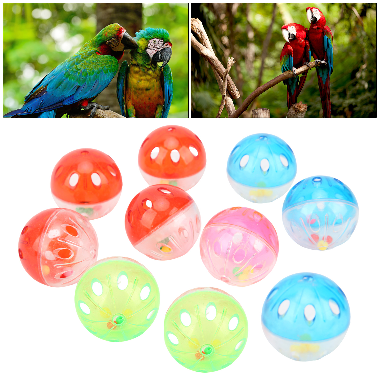 Colorful Plastic Bird Jingle Balls, Bird Toys, Cage Accessories, Chewing Training, Biting, 10Pcs