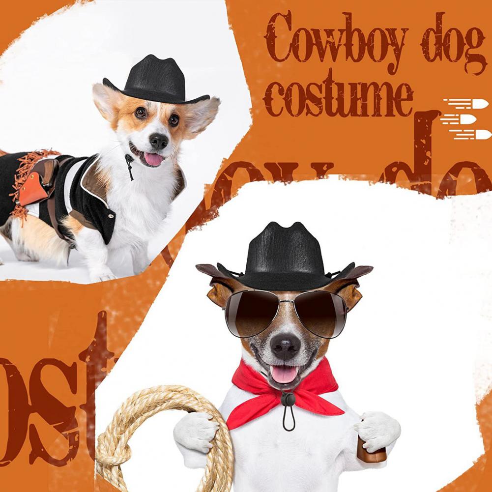 Western Style Pet Hat Pet Photo Prop Adjustable Western Style Pet Cowboy Hat for Dogs Cats Fashionable Cosplay Outfit for Pets