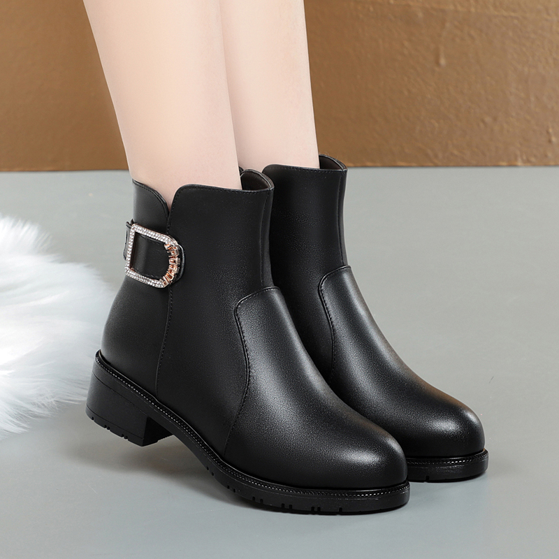 AIYUQI Women Ankle Boots 2024 New Large Size Women Winter Boots Non-slip Genuine Leather Women Snow Boots