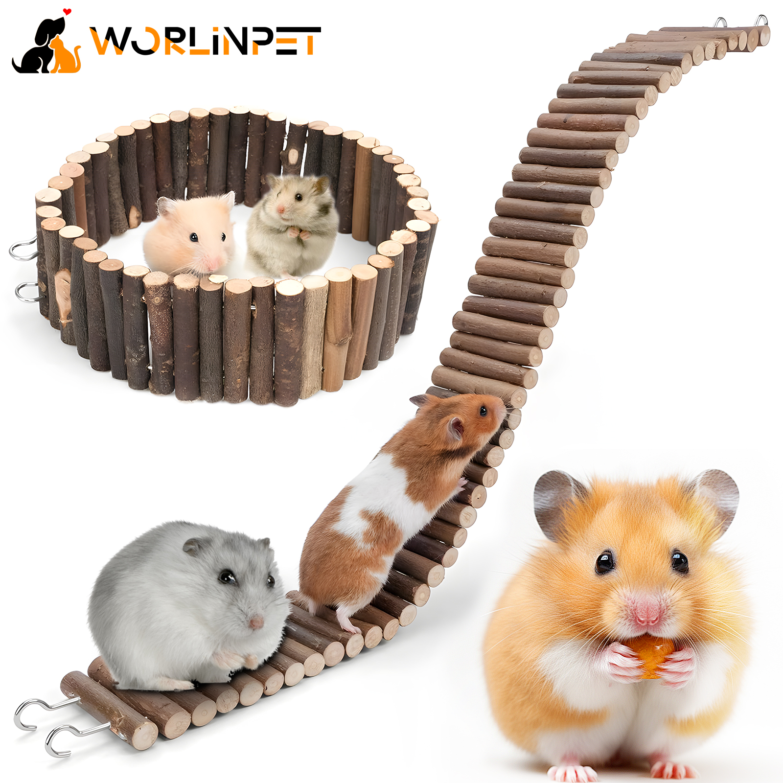 Hamster Suspension Bridge Toy - Long Climbing Ladder for Dwarf Syrian Hamster Mice Mouse Gerbils and Other Small Animals