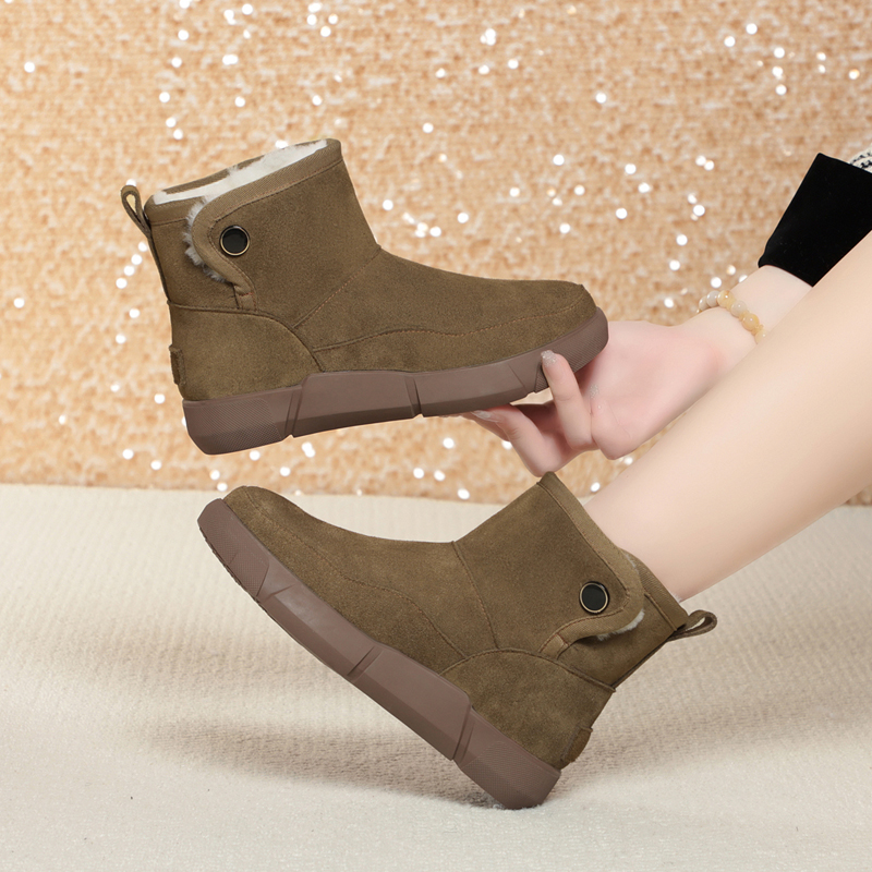 AIYUQI Women Snow Boots Genuine Leather 2024 New Winter Flat Non Slip Women's Short Boots Thick Wool Warm Women's Winter Boots