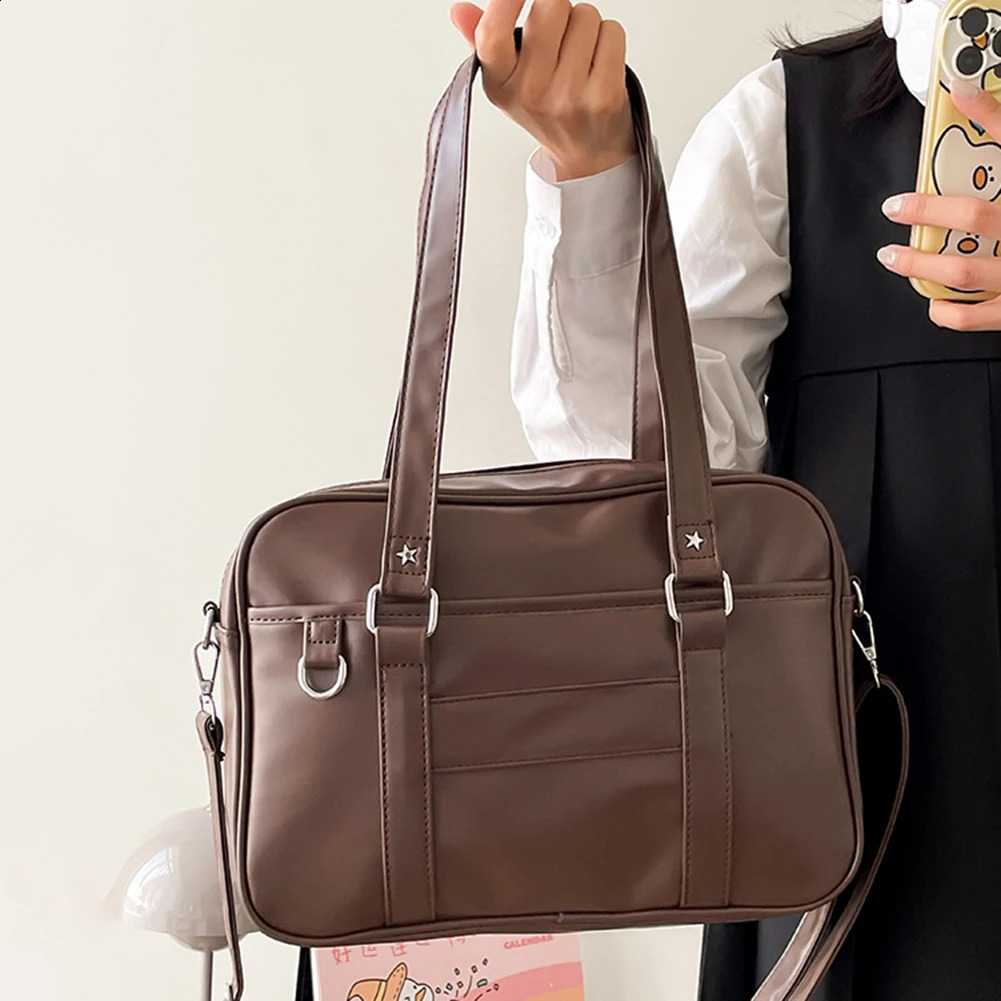 Japanese School Handbag with Adjustable Strap Kawaii Shoulder Bag with Zipper Closure Crossbody Bag Underarm Bag Messenger Bag 250417