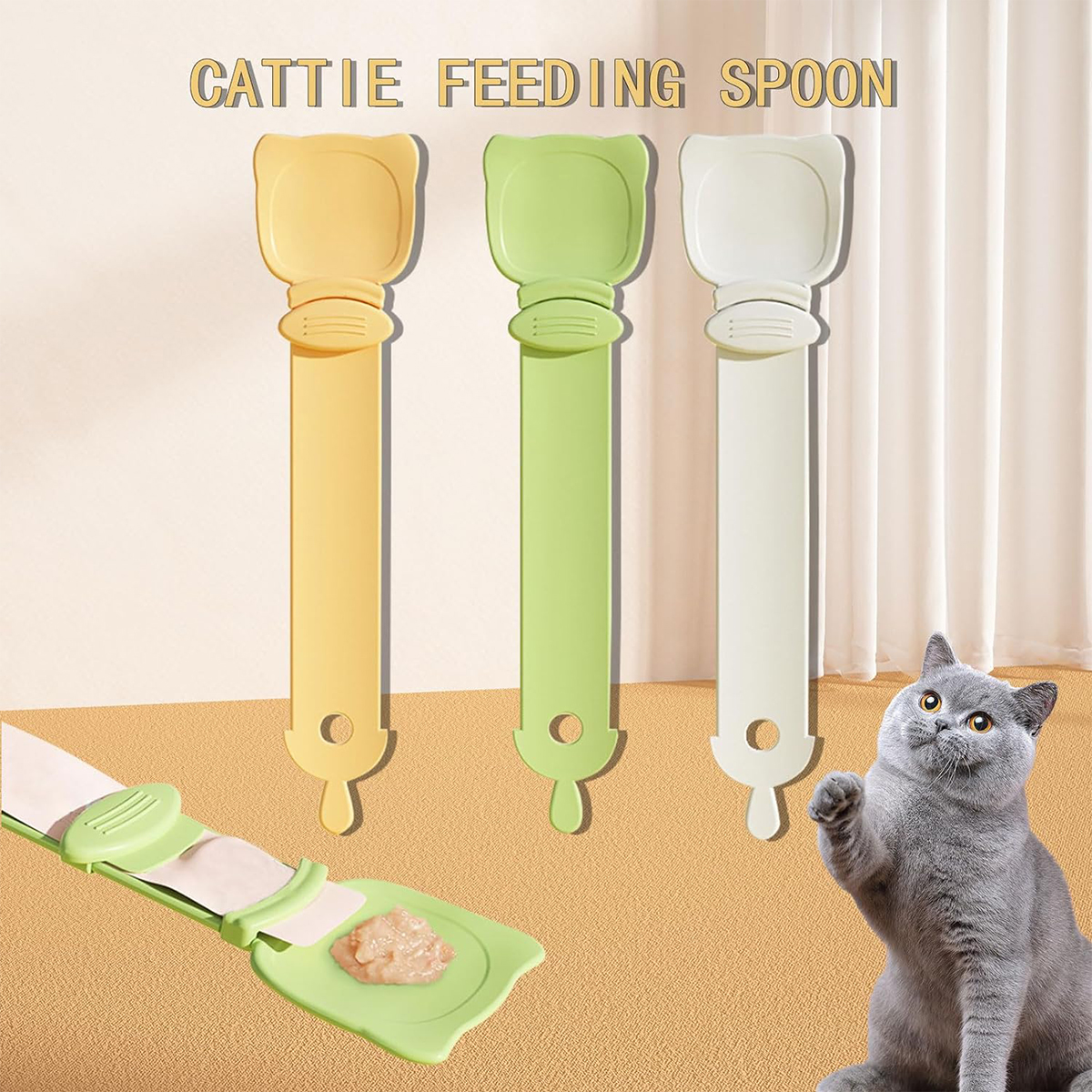 Cat Strip Feeder Food-Grade Cat Wet Treat Dispenser Spoon Easy Cat Food Feeding Spoon Long Handle Cat Strip Squeeze Spoon Dog Fe