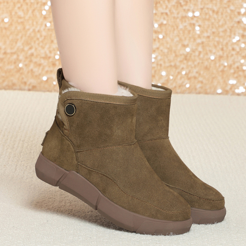 AIYUQI Women Snow Boots Genuine Leather 2024 New Winter Flat Non Slip Women's Short Boots Thick Wool Warm Women's Winter Boots