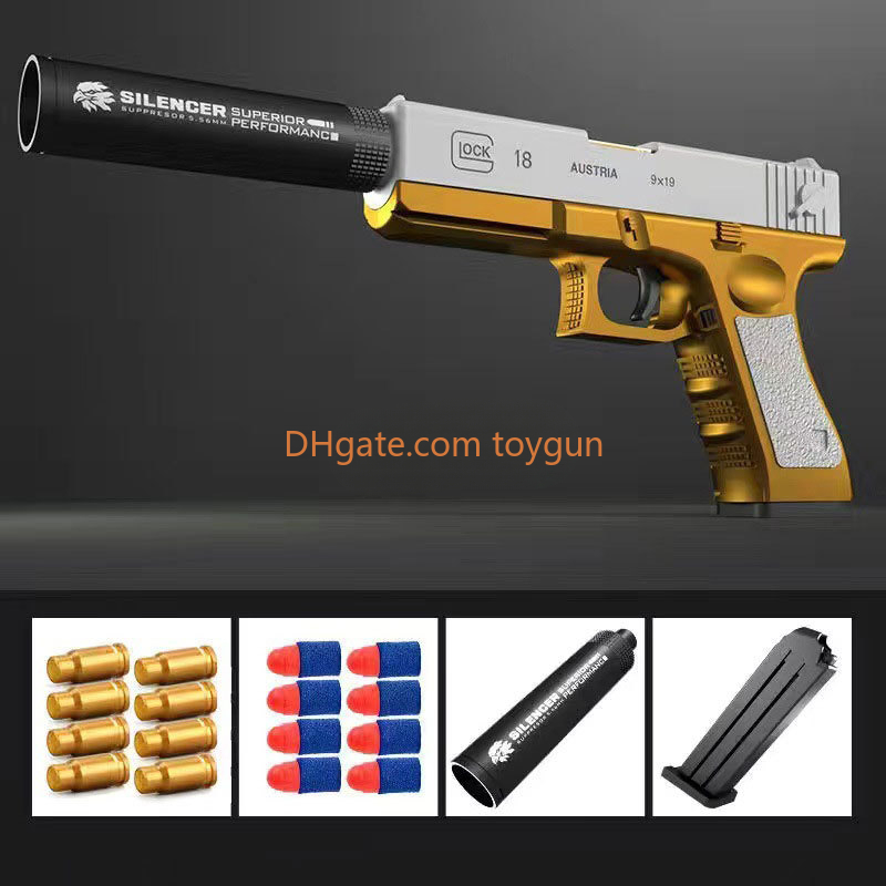 M1911 EVA Soft Bullet Foam Darts Blaster Toy Gun Pistol Manual Shooting Pink Launcher With Silencer For Children Kids Boys Birthday Gifts