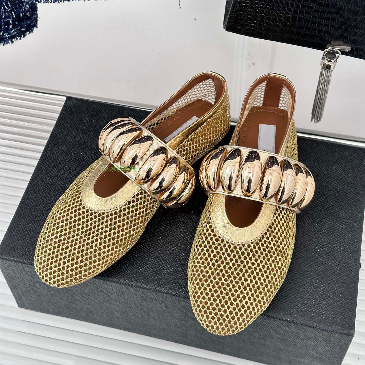 50d7b New Ballet Women 2024 Flats Hollow Out Mesh Walking Loafers Ladies Mary Janes Round Toe Dance Shoes Espadrilles Summer Sandals
