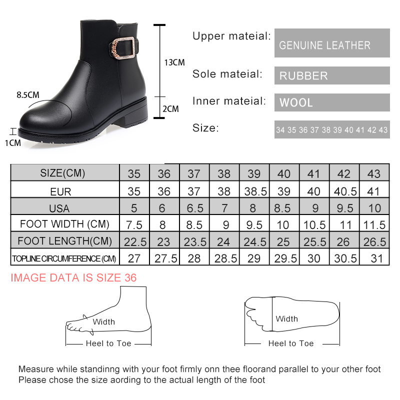 AIYUQI Women Ankle Boots 2024 New Large Size Women Winter Boots Non-slip Genuine Leather Women Snow Boots