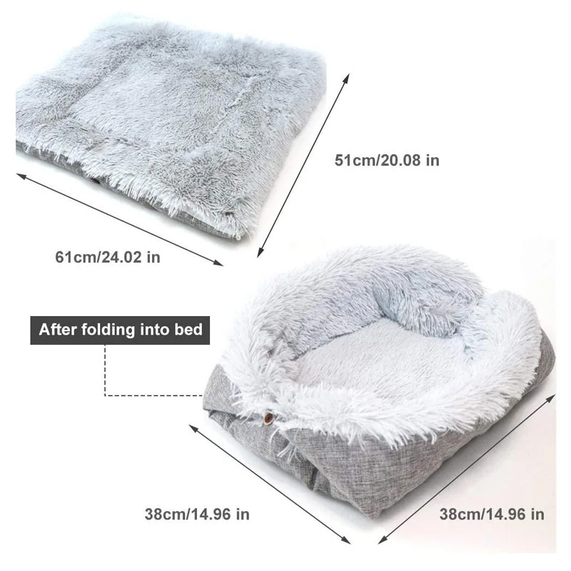 Autumn Winter Dual Purpose Warm Pet Dog Bed Plush Cat House Kennel Mattress for Pets Cats