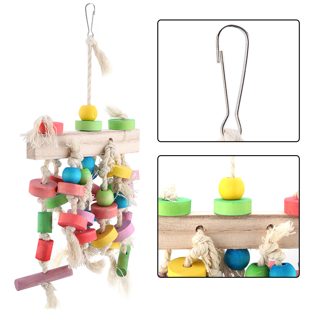Wood Parrot Toy, Pet Bird Chewing, Funny Swing, Hanging Ladder, Climbing Supply