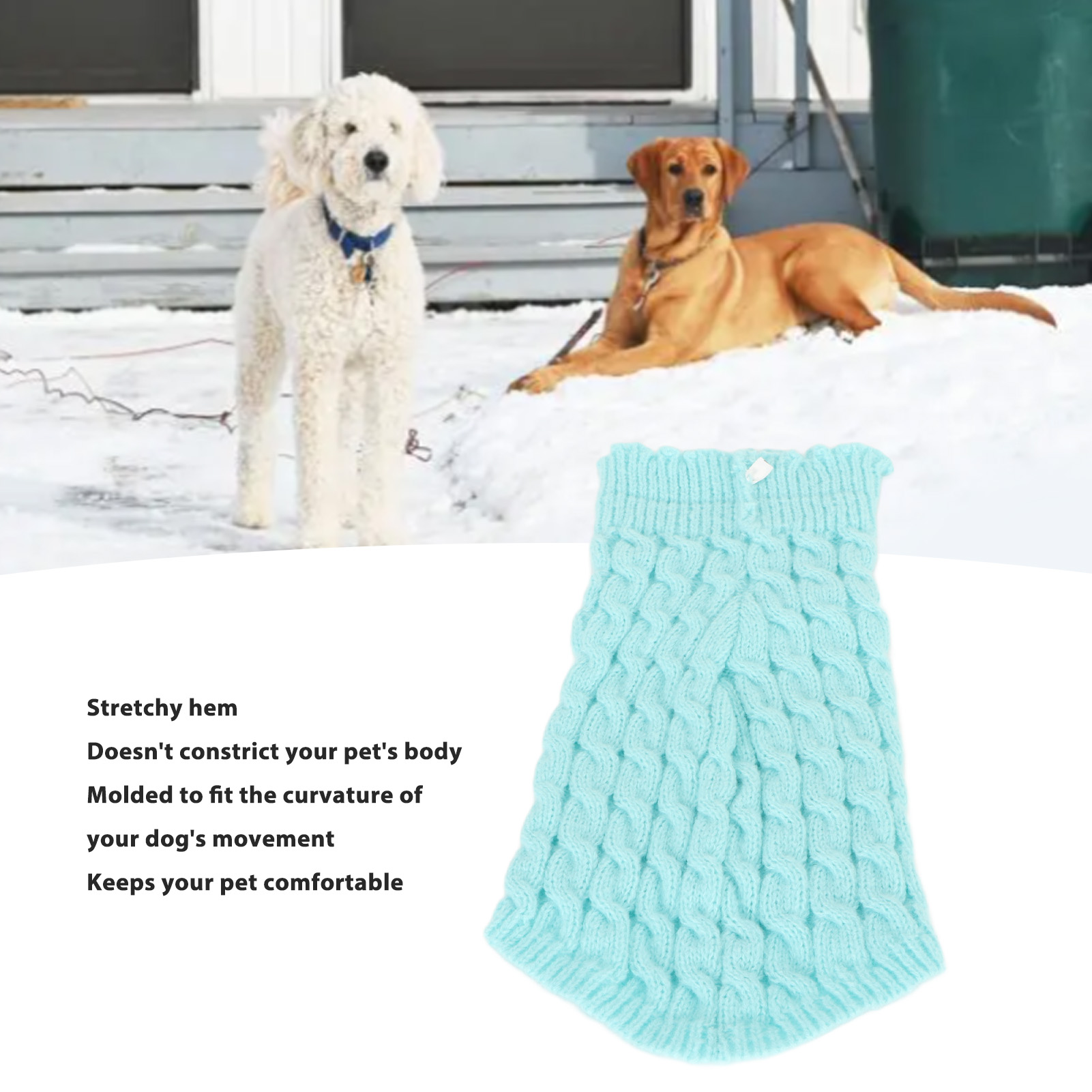 Pet Dog Sweater Cable Knit High Neck Pure Color Dog Knitted Pullover Warm Clothes Soft Knitwear For Small Medium Dogs Cats