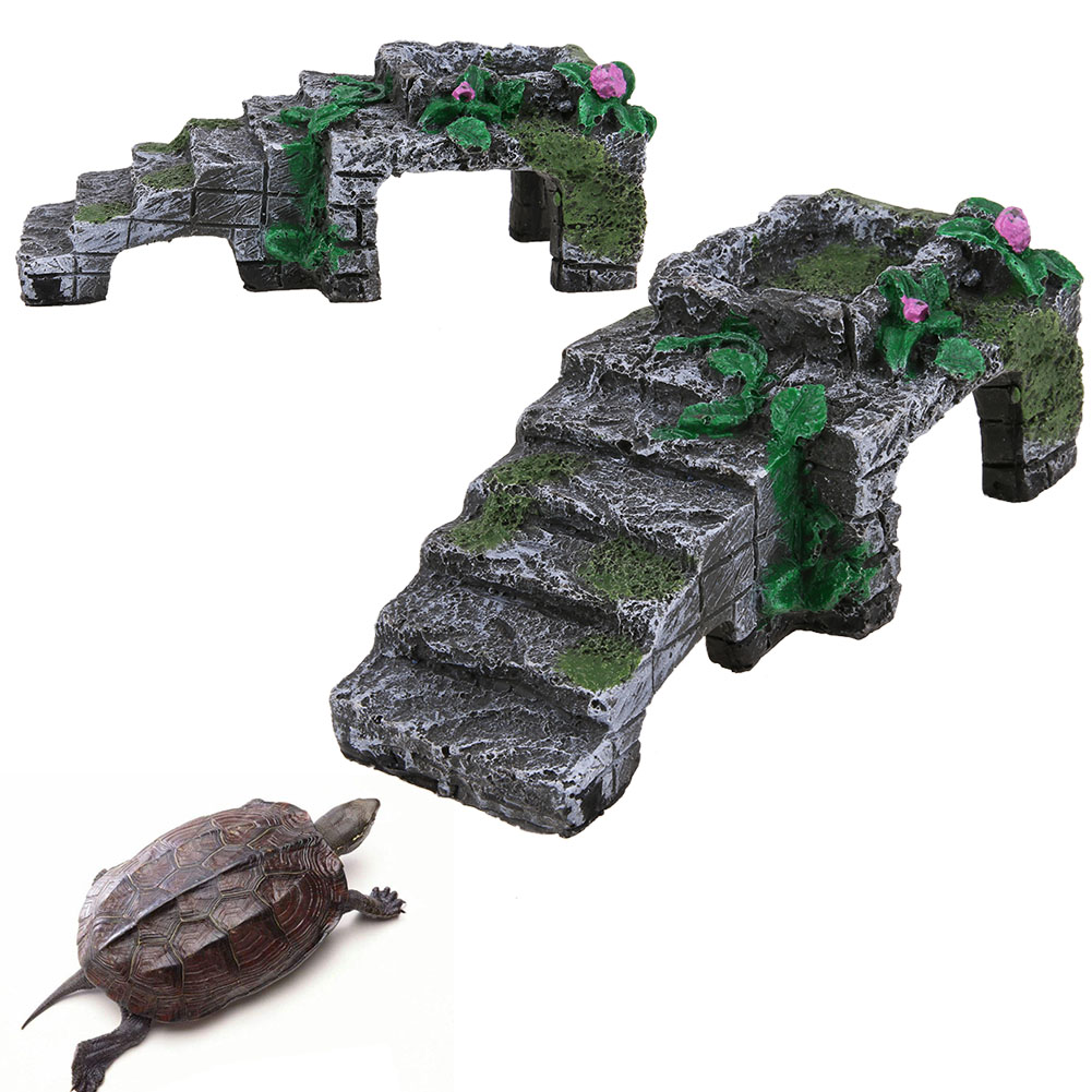 Resin Turtle Reptile Platform Basking Ramp Tank Water Aquatic Climb Ornamen