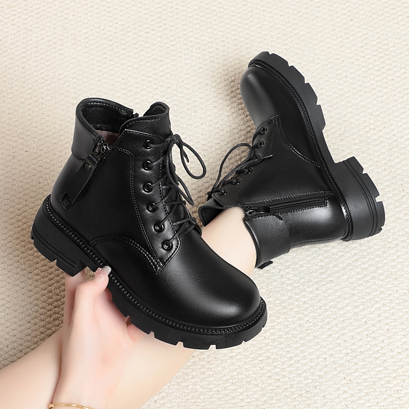 AIYUQI Women Marton Boots Genuine Leather 2024 New Wool Warm Women Winter Boots Fashion British Sstyle Women Snow Boots