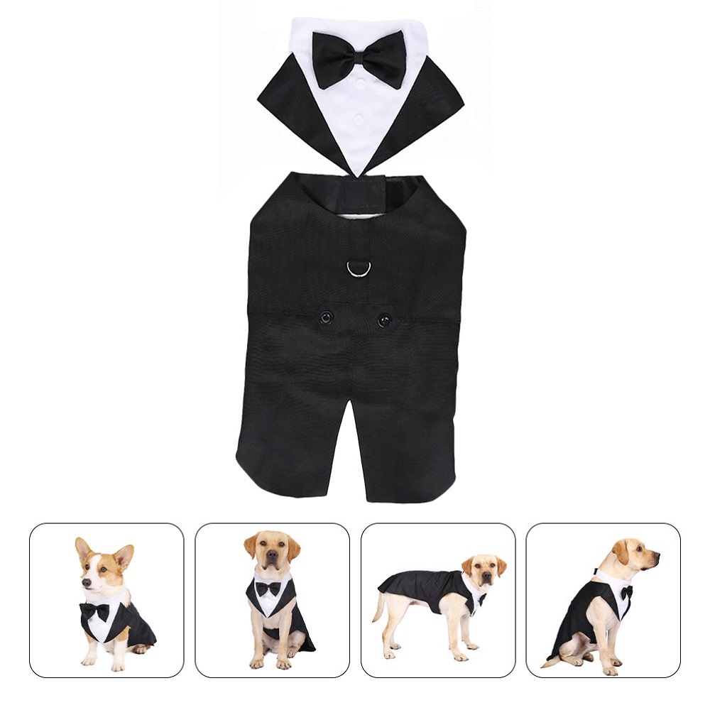 Dog's Formal Wedding Black Shirt Tailcoats for Medium Large Dogs Fashion Suit for Party Cosplay Golden Retriever Bulldog Samoyed