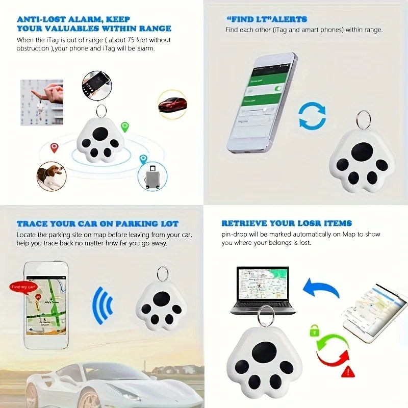 Mini GPS Tracker Bluetooth 5.0 Anti-Lost Device Pet Kids Bag Wallet Tracking for IOS/ Android Smart Finder Locator Accessories