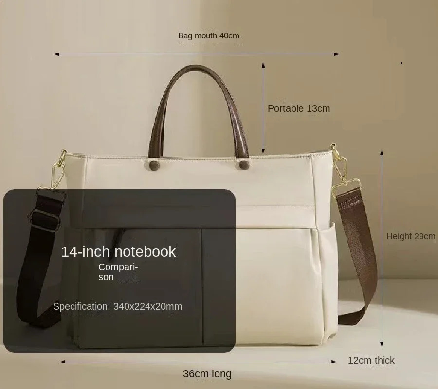 Womens handbag business briefcase fashionable waterproof and wear-resistant shoulder bag Accomodates 14/15 inch laptop womens handbag 240902