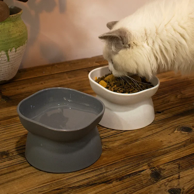 Stress Free Cat Food Bowl Tilted Heightened Cat Bowl Non-Slip Protection Pet Spine Double-Sided Bowl Can Be Used In Dishwasher