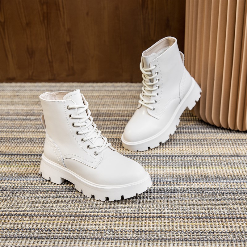 Ankle AIYUQI Genuine Leather Winter Lace-up Motorcycle Boots Ladies British Style Women's Booties 313c