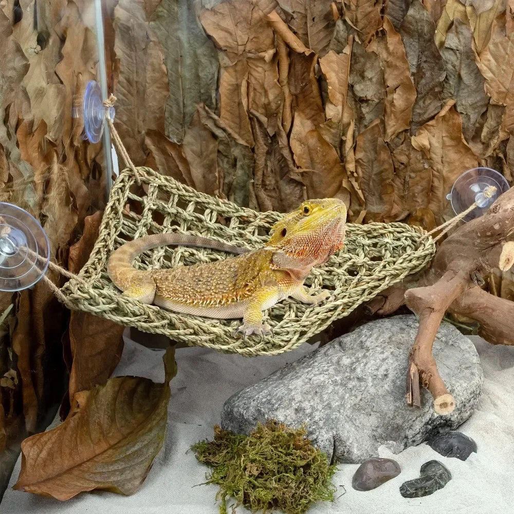 Bearded Dragon Hammock Reptile Lounger for Chameleon Lizards Gecko Snakes Lguana Reptiles Geckos Grass Cushion Pet Bed Swing