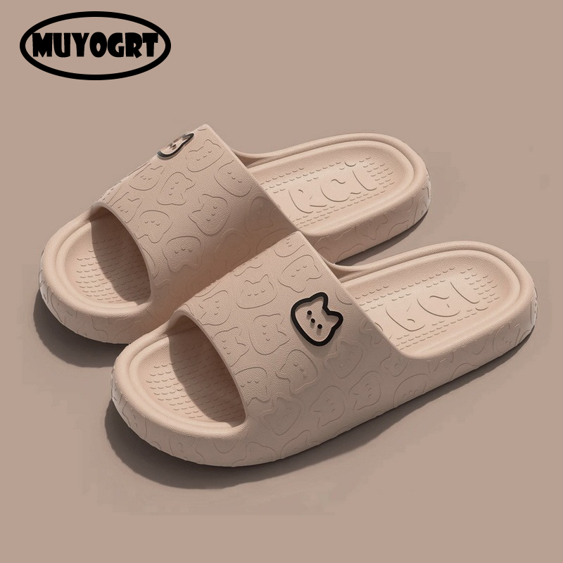 Summer 2024 Women Men Slippers Indoor Bathroom Thick Platform Non-Slip Home Cartoon Cat Flip ps Beach Sandals Ladies Shoes d124