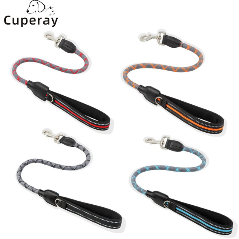 Short Dog Leash Strong Nylon Reflective Traffic Leash Comfortable Padded Handle- Short Training Lead for Small Medium Large Dogs