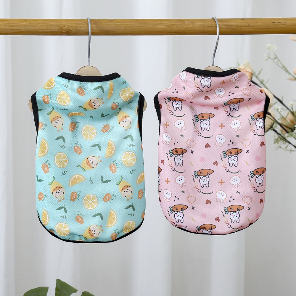 High Quality Cute Pet Dog Clothes Small Medium Dog Breathable Pet Vest Comfortable Cartoon Printed Pattern Dog T-shirt