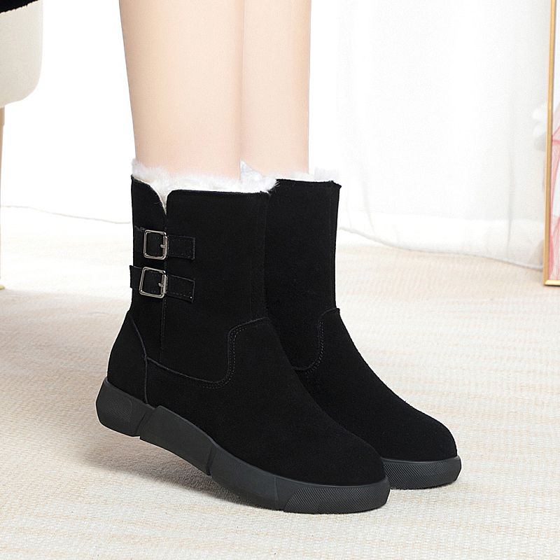 AIYUQI Women Snow Boots Suede Genuine Leather 2024 New Non Slip Flat Women Winter Boots Wool Warm Women's Ankle Boots