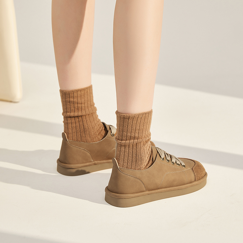 Sneaker AIYUQI Female Genuine Leather 2024 New Spring Flat Women Casual Retro Lace-up Ladies Shoes aeaa