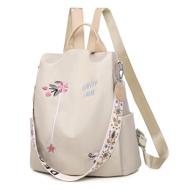 Waterproof Oxford Backpack Female Embroidery Rucksack Large Capacity Travel Bags Student School Bag Casual Lady Knapsack 240903