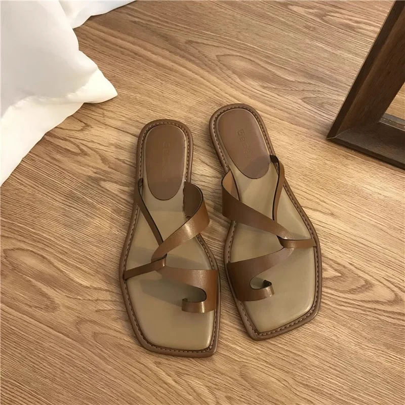 Sandals Women Summer New Korean Version Clip Toe Flip Flops Outdoor Fashion Flat Casual Non-slip Sandals Female Beach Mules