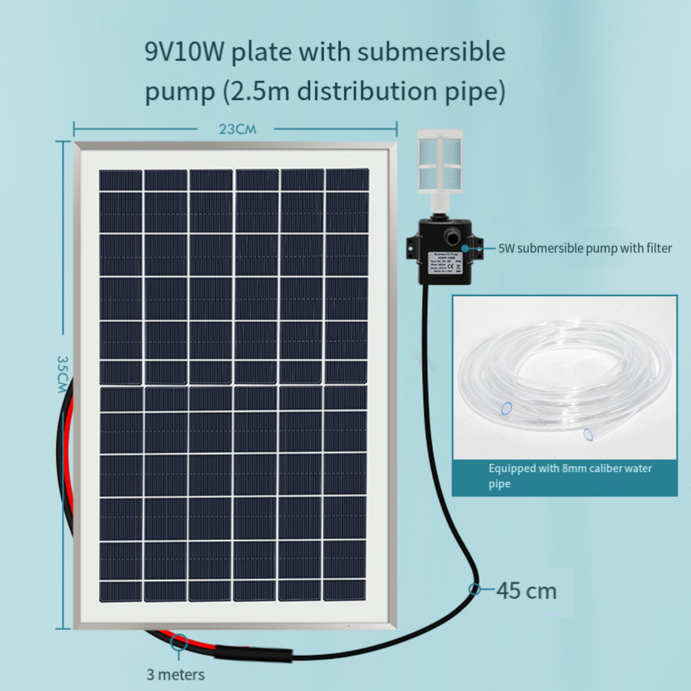 9V 10W Mounted Solar Panel Submersible Pump Solar Water Pump Circulating Fish Pond Filtration Oxygen Submersible Pumps