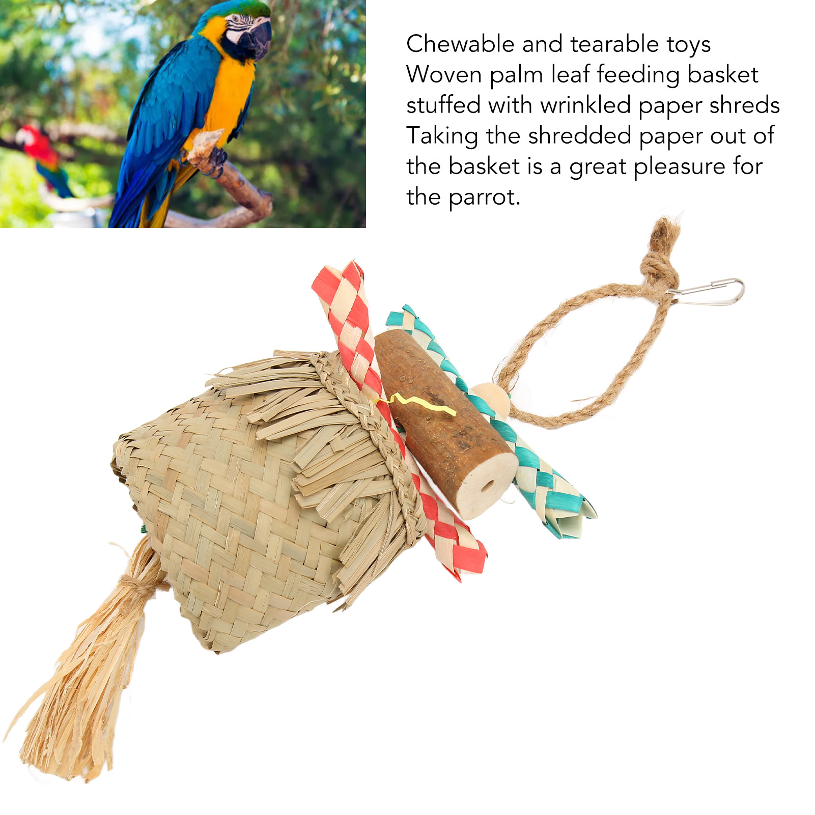 Bird Cage Foraging Toys Palm Leaf Shredded Paper Parrot Chewing Toy For Cockatiel Lovebirds