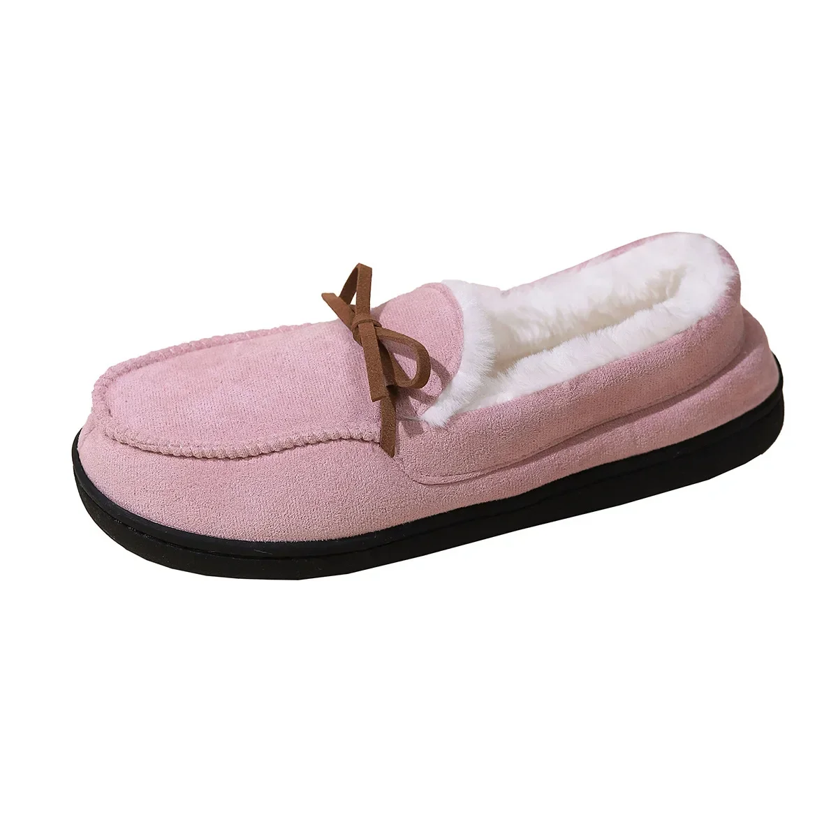 Winter 2024 Fur Flats Plus Pregnant Women Soft Cotton Shoes Non-slip Warm Plush Loafers Size 45 d204 h