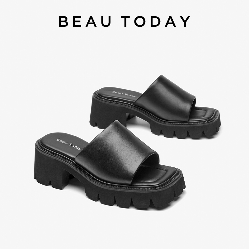 2025 new Leisure BEAUTODAY Sandals Women Calfskin Leather Thick Spool Sole Outdoors Solid Summer Ladies Shoes Handmade Platform 38519 3bc6